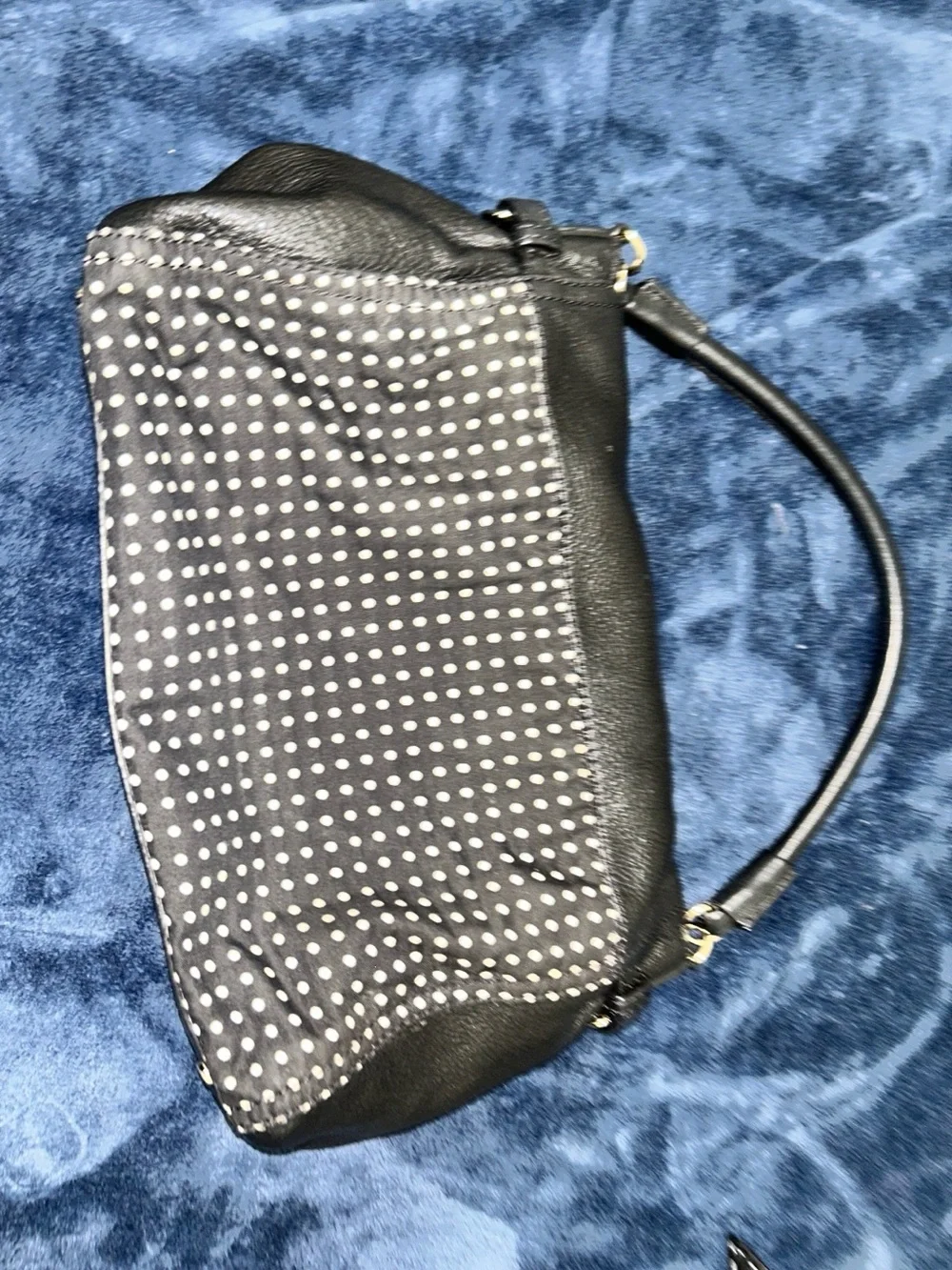 kate spade Black Leather Purse with White Polka Dot Panel